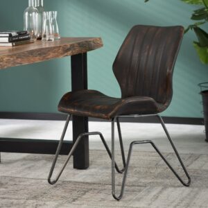 D - Hoyz - Stoel Vintage -  Kunstleer - Bruin - 2 Stuks