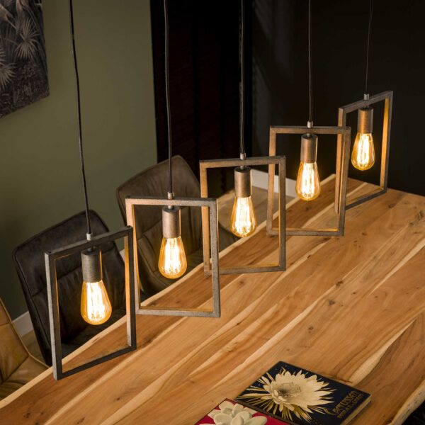 D - Hoyz - Hanglamp - 5 Metalen Hanglampen - Modern Industrieel - Diverse Hoogte