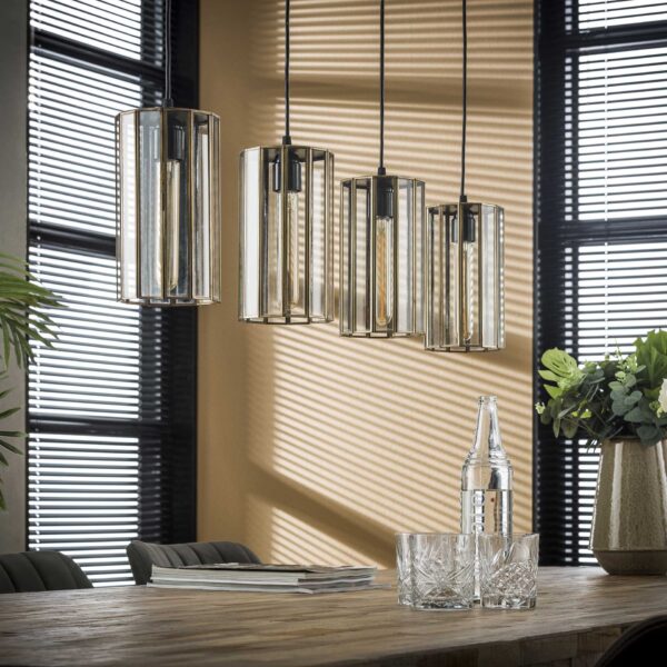 D - Hoyz - Industriele Hanglamp - 4 Lampen - Artdeco - Cylinder