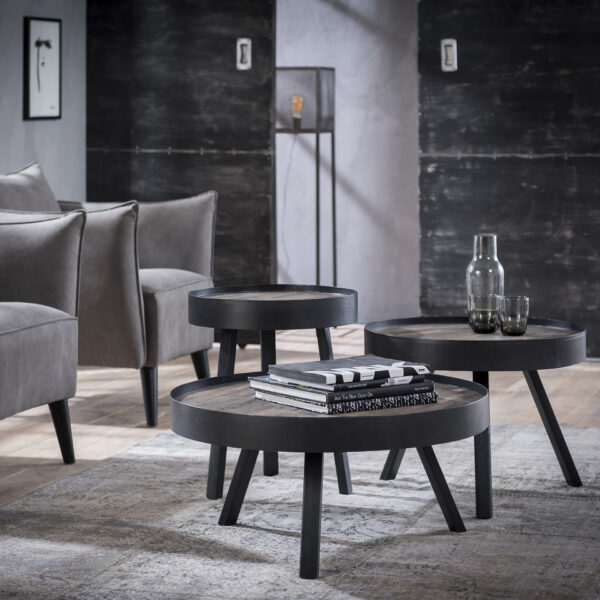 D - Hoyz - Salontafel Teca - Ø60 met Opstaande Rand - Hout - 60x60x43