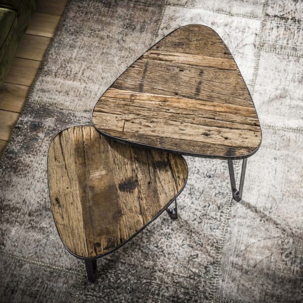 D - Hoyz - Salontafels Levervormig - Set van 2 - Hout - Metaal - 60x60x45