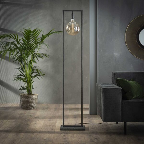35be-73bf-48c5-9613-c1898c940c13.jpg D - Vloerlamp Sky - Rechthoekig Frame - Staande Lamp - Zwart/Grijs - 34x23x166