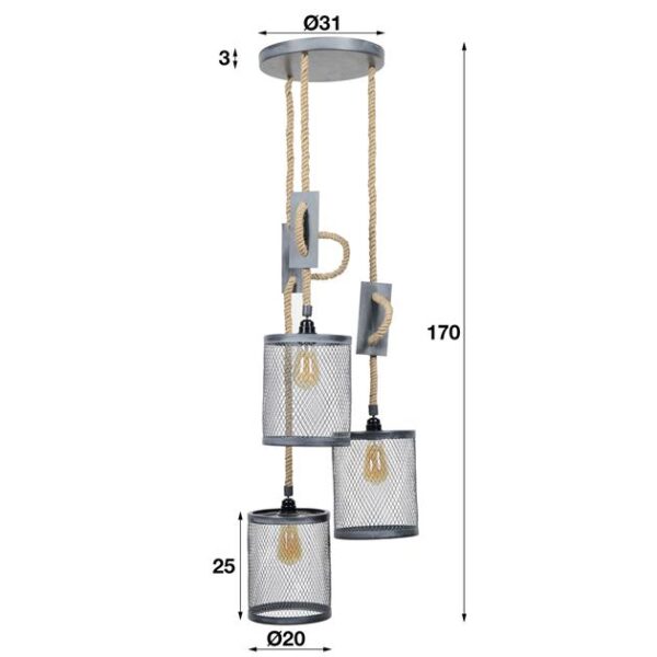 D - Hoyz - Hanglamp - 3x Ø20 cm mesh - Hanglampen - Diverse hoogtes