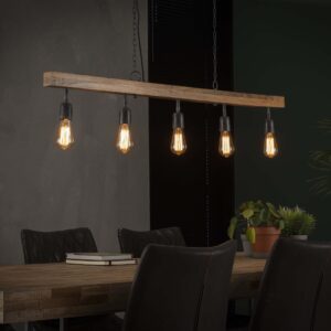 D - Hoyz - Hanglamp - 5 armatuur punten - MangoHouten Balk - 135x5 cm