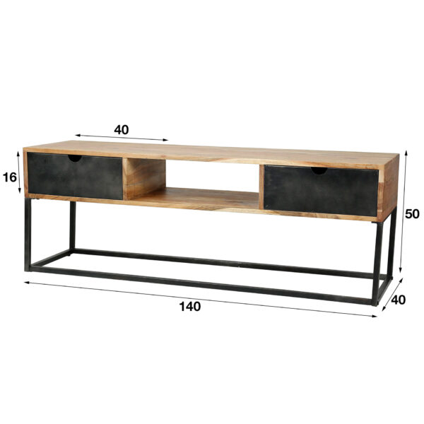 D - Hoyz - TV-meubel 140cm - Metal Catch - 2 Lades - Bruin