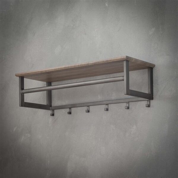 D - Hoyz - Kapstok Industrieel met 6 haken - Grijs - Wandkapstok 80cm Breed
