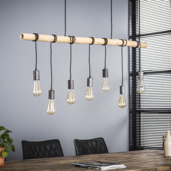 D - Hoyz - Hanglamp Bamboo Wikkel - 7 Lampen - 120x6x150