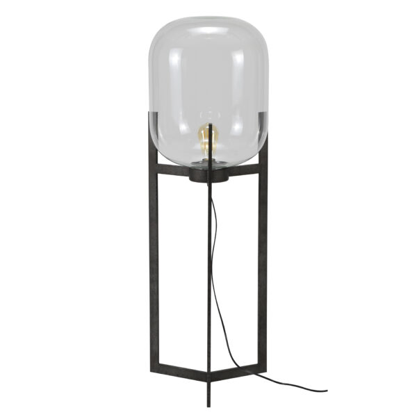 D - Hoyz - Vloerlamp Glas Support - 38x38x110 - Standaard - Grijs/Zwart