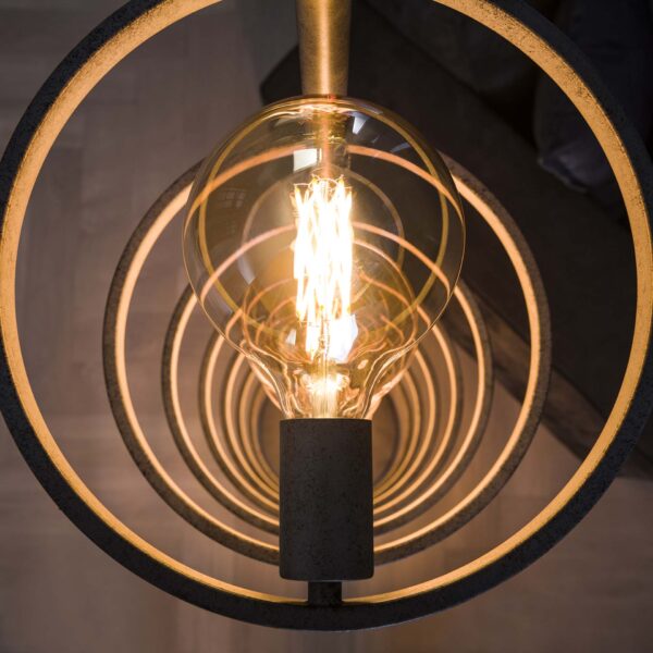 D - Hoyz - Vloerlamp Industrieel - 7 Lampen - Circular - Zwart/Grijs