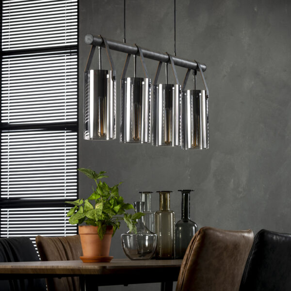 D - Hoyz - Hanglamp Verchroomd Glas - Industrieel - 4xØ12 - Transparant