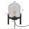D - Hoyz - Tafellamp Glas Support - 28x28x44 - Standaard - Grijs/Zwart
