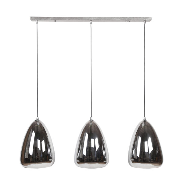 D - Hoyz - Industriele Hanglamp - 3 Lampen - Silver Pearl Glas