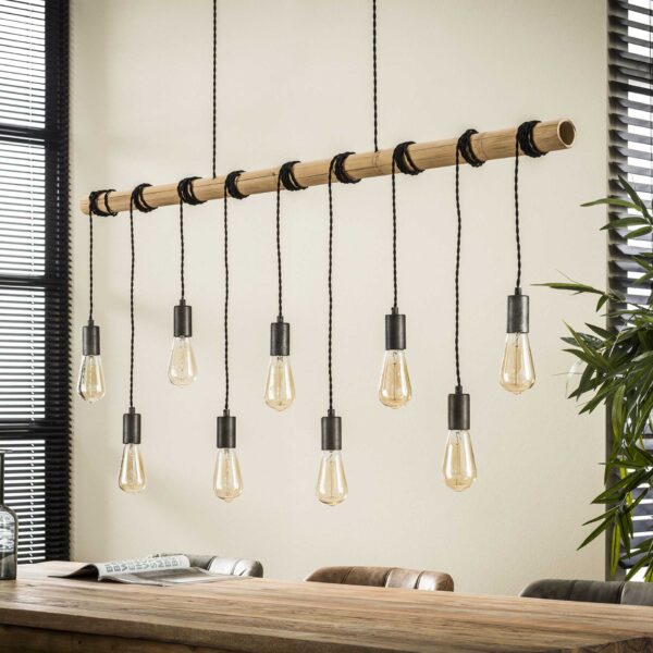 D - Hoyz - Hanglamp Bamboo Wikkel - 9 Lampen - 140x6x150