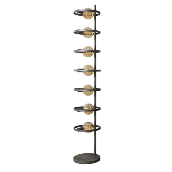 D - Hoyz - Vloerlamp Industrieel - 7 Lampen - Circular - Zwart/Grijs