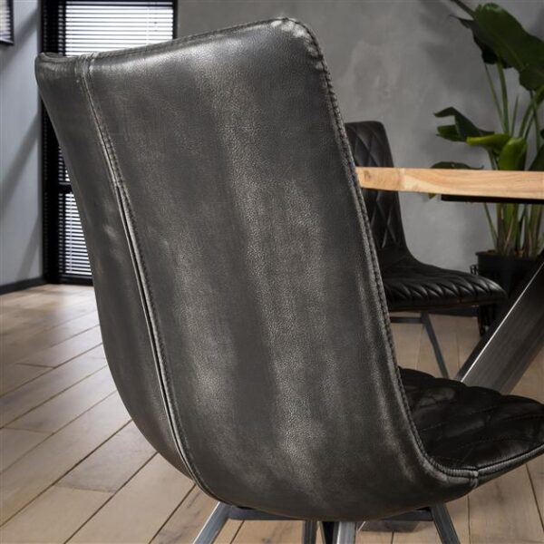 D - Hoyz - Stoel Vintage - Antraciet - Kruispoot - 2 Stuks