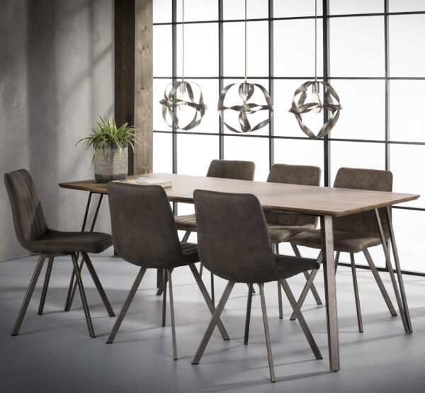 D - Hoyz - Eetkamertafel Industrieel - Bruin - Hout - Staal - 190x90x76