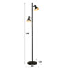 D - Vloerlamp Industrieel - 2 Lampen - Mat Zwart - Goud