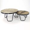 D - Salontafel set/2 rond/metalen rand IS ER NIET MEER