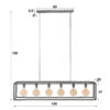 D - Hoyz - Hanglamp - 6 Armatuur Punten - Stalen Frame 45 graden - Vintage Look