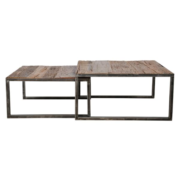 D - Hoyz - Salontafel - 80x80x40 - Bruin/Grijs - Set van 2 - Hout