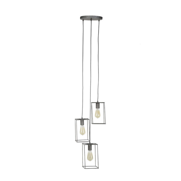 D - Hoyz - Hanglamp Cubic Getrapt - 3 Lampen - Grijs/Zwart