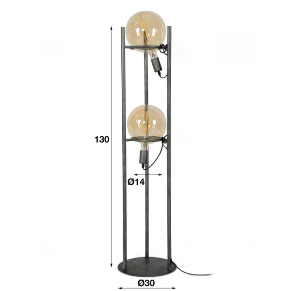 D - Vloerlamp Industrieel - 2 Lampen - Saturn - Ø20 Lichtbron - Grijs/Zwart