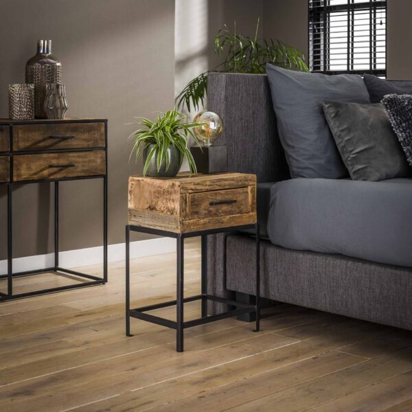5098-8fdf-4831-b2b0-d2e2eb69f501.jpg D - Hoyz - Nachtkastje Lodge - Zwart - 1 Lade - 40x30x60