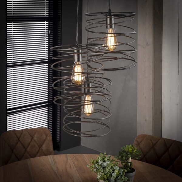 5295-45bf-41b0-99f5-933d5e5dc9dd.jpg D - Hoyz - Hanglamp - 3 Metalen Spiraalvormige Hanglampen - Diverse Hoogtes