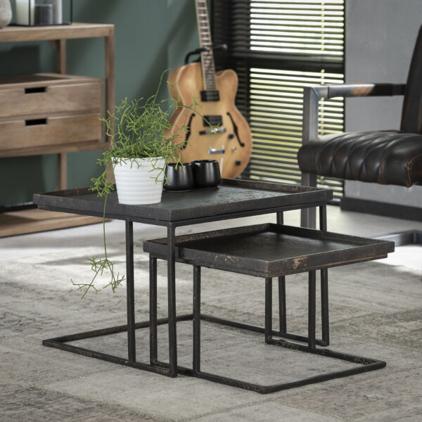 D - Hoyz - Salontafel Metallic - Vierkant - Set van 2 - 58x58x44