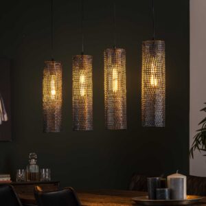 D - Hoyz - Hanglamp - 4 Kokervormige Metalen Hanglampen - Armor - Burned Finish