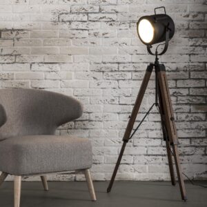 D - Vloerlamp Tripod Vintage - Hout - 67x67x135 - Driepoot-frame