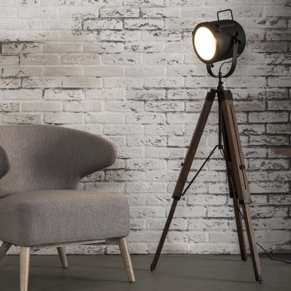 D - Vloerlamp Tripod Vintage - Hout - 67x67x135 - Driepoot-frame