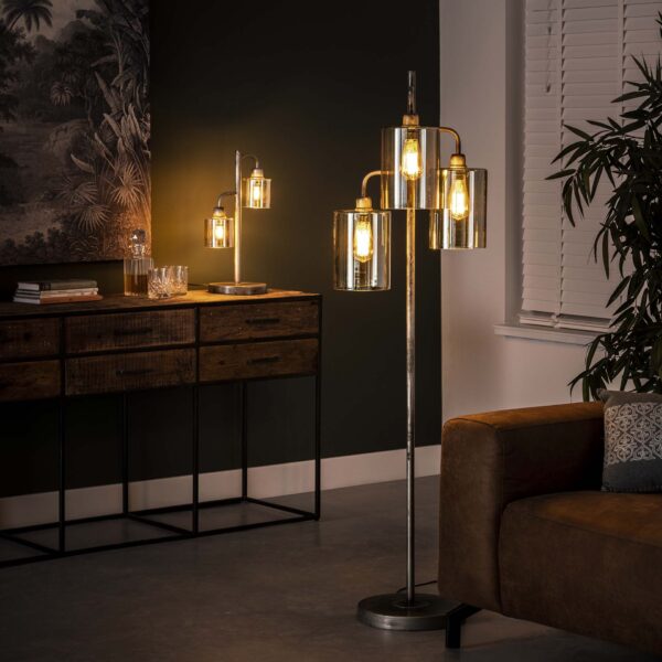 563b-28ad-4674-a5a1-d85dbbc63d51.jpg D - Hoyz - Tafellampen Harbor - Dubbele Tafellamp - Vintage Lamp - Metaal en Glas