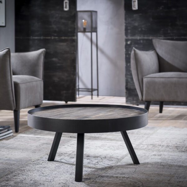 57b4-0189-465e-83a9-3b5906aed217.jpg D - Hoyz - Salontafel Teca - Ø75 met Rand - 75x75x35 - Zwart - Hout