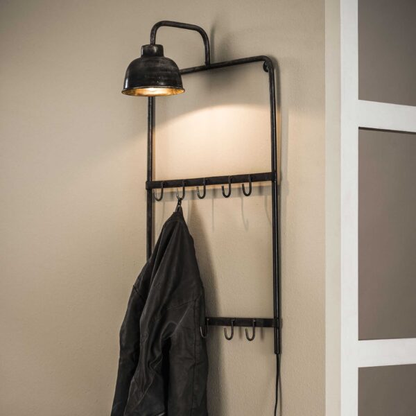 57db-f1fb-469c-b724-ac3f8e8e5680.jpg D - Hoyz - Kapstoklamp - Grijs - Wandkapstok met Lamp - 75cm Hoog