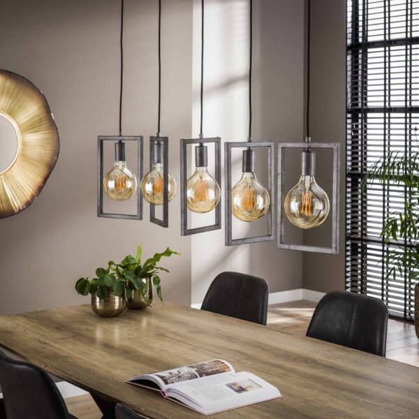 D - Hoyz - Hanglamp - 5 Metalen Hanglampen - Modern Industrieel - Diverse Hoogte