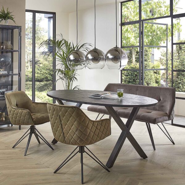 D - Hoyz - Eetkamertafel Yucon Black - Ovaal - 200x105x77 - Zwart