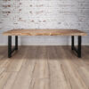 D - Hoyz -Eetkamertafel Boomstam - Hout - Bruin - Metaal Onderstel - 200x100x77