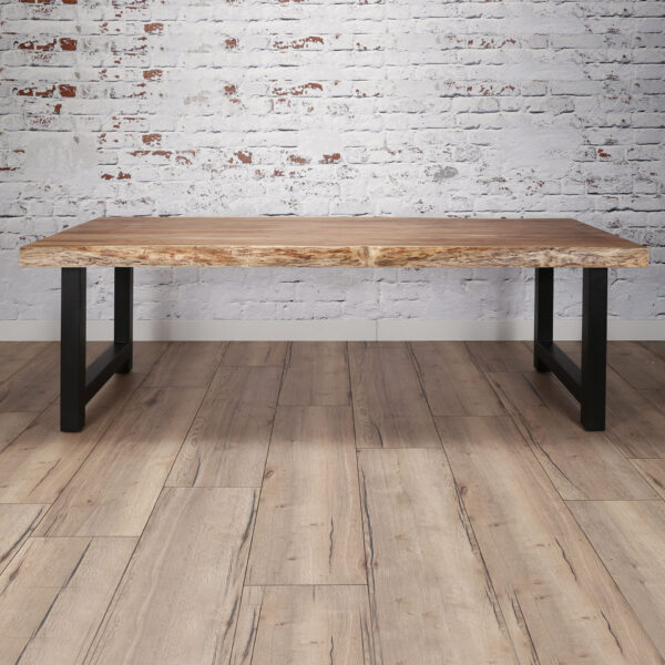 D - Hoyz -Eetkamertafel Boomstam - Hout - Bruin - Metaal Onderstel - 200x100x77