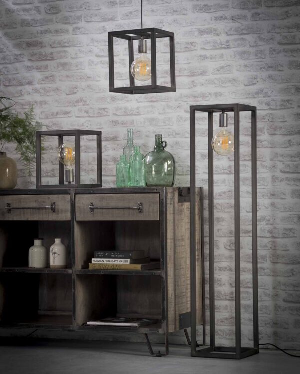 D - Hoyz - Vloerlamp Vierkante Buis - 25x25 - Grijs/Zwart