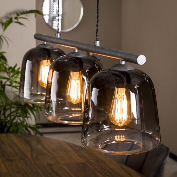 D - Hoyz - Hanglamp Grey Shaded - 3 Lampen - 97x23x150