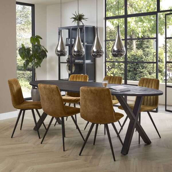 D - Hoyz - Eetkamertafel Yucon Black - Ovaal - 240x105x77cm - Hout