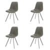 Hoyz - Stoel zig-zag patroon - Taupe - PU leder - 4 stuks