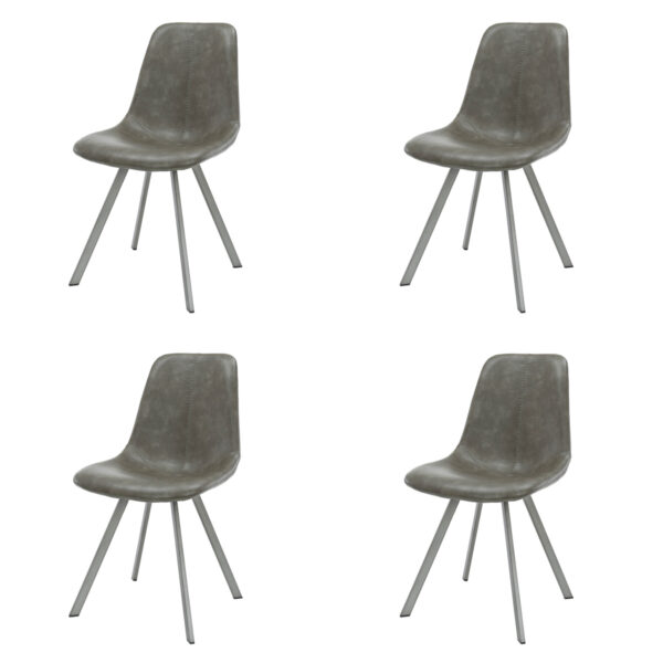 Hoyz - Stoel zig-zag patroon - Taupe - PU leder - 4 stuks