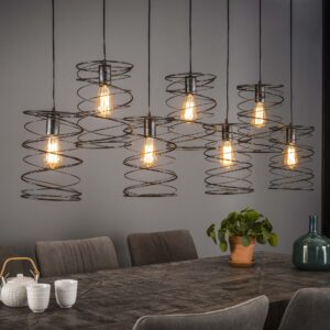 D - Hoyz - Industriële Hanglamp met 7 lampen - Diameter Ø20 - Grijs - 140CM - Hanglamp