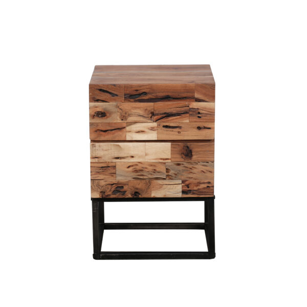 D - Hoyz - Nachtkastje Mill - 2 Laden - Zwart Bruin - 40x35x60