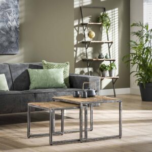 6969-e6f6-4110-9c59-a1aeb595e8cc.jpg D - Hoektafel Grained - Set van 2 - 60x60x45 - Hout - Industrieel