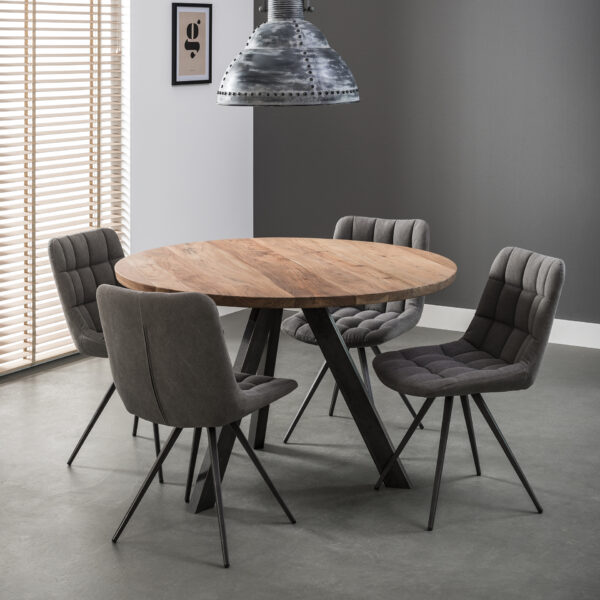 6b75-a802-41e9-8933-121c1497b939.jpg D - Hoyz Collection - Eetkamertafel Blad Rond - Acaciahout - RVS - voor 5 Personen - Ø120