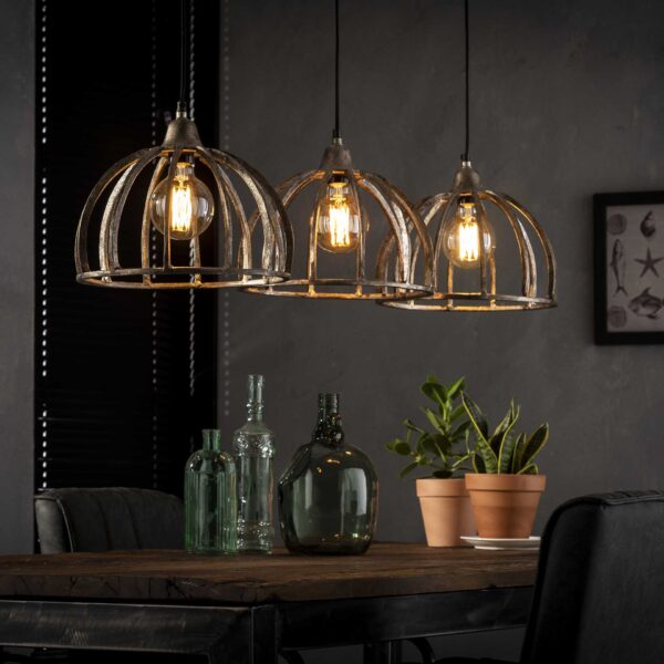 D - Hanglamp Ribben Zandgegoten - 3xØ30 - Industrieel - Grijs/Zwart