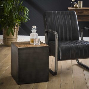 D - Hoyz - Bijzettafel 40x40 Raft - Bruin - Zwart Metaal